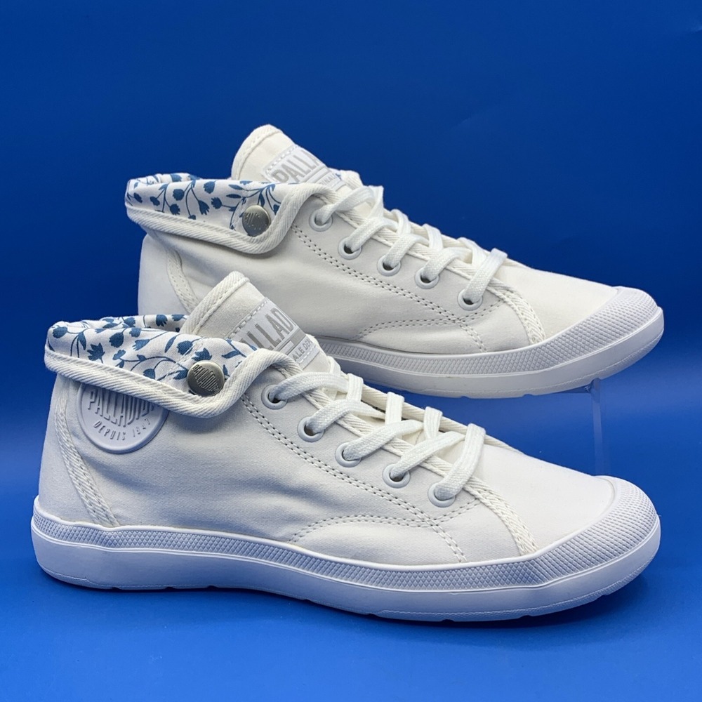 Palladium Aventure CVS Sneakers Women's White Canvas Blue Floral Shoes Size US 6
